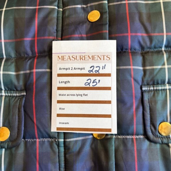J.Crew Excursion Puffer Vest Women’s Size L Green Navy Plaid Quilted Outerwear - Picture 9 of 9